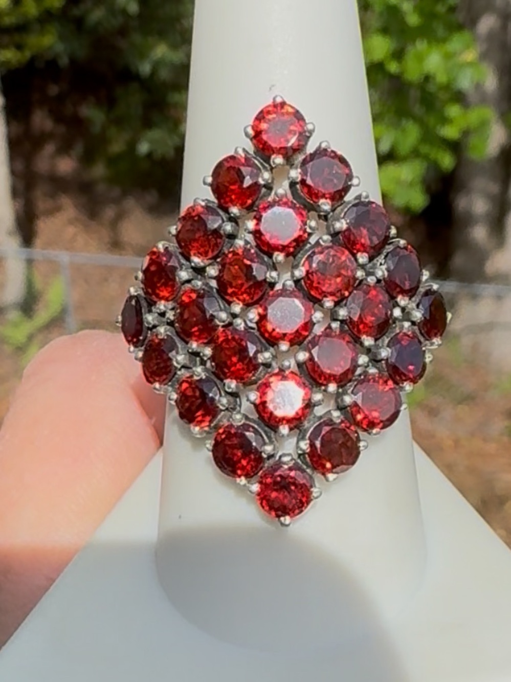 925 Pyrope Garnet Cluster Ring